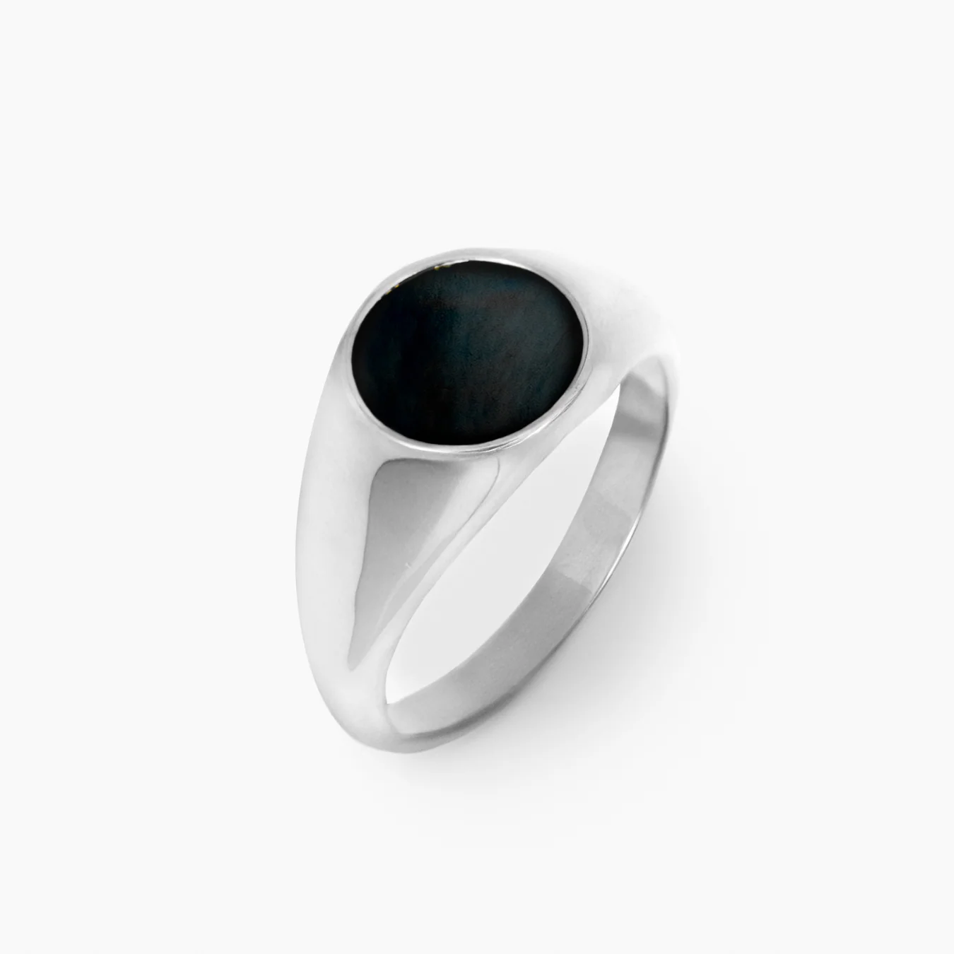 Oval Black Ring (Silver) - Image 3