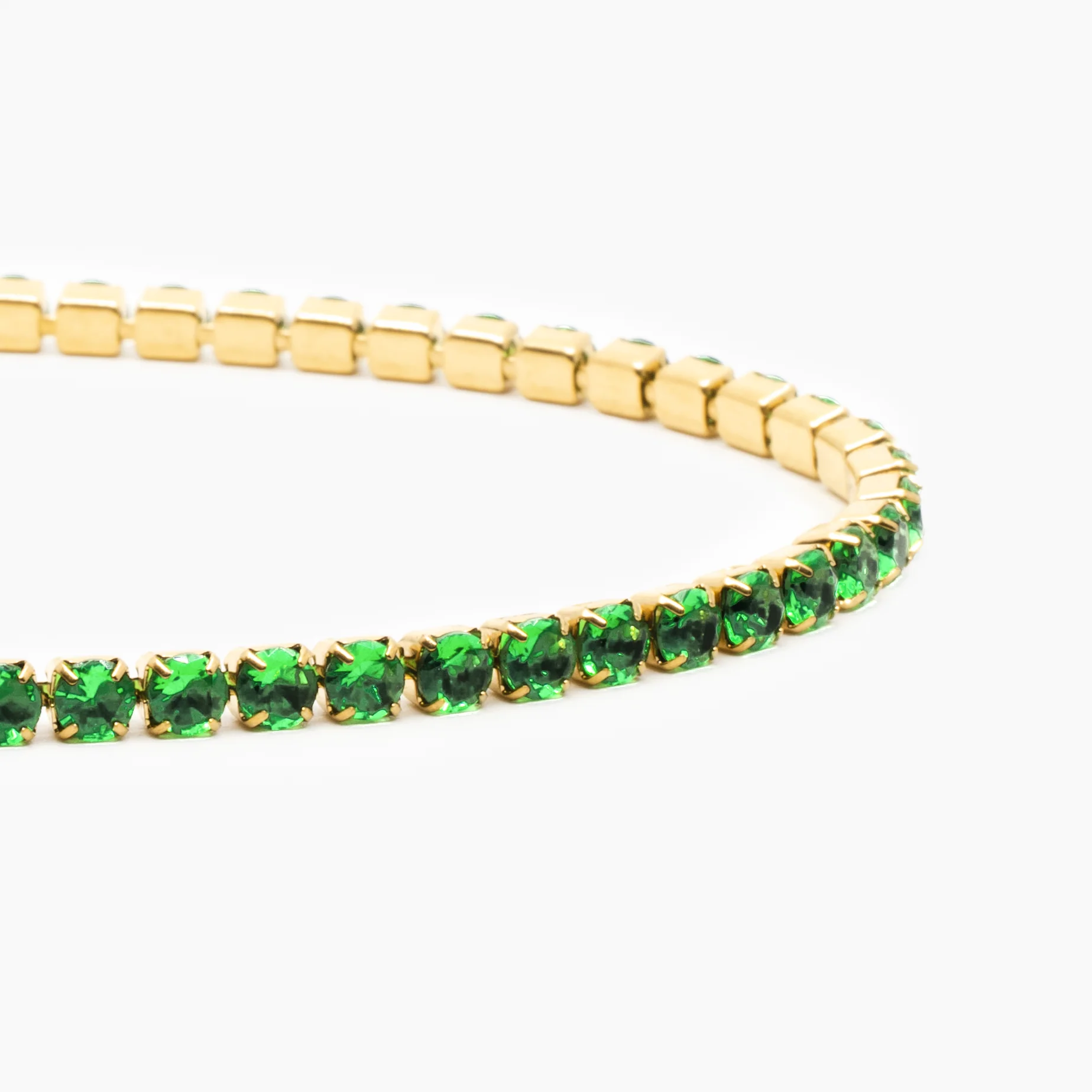 Tennis Green Bracelet (Gold) - Image 3