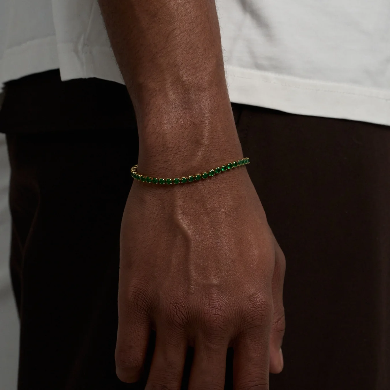 Tennis Green Bracelet (Gold) - Image 4