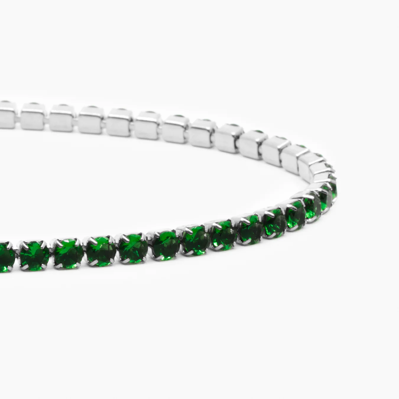 Tennis Green Bracelet (Silver) - Image 3
