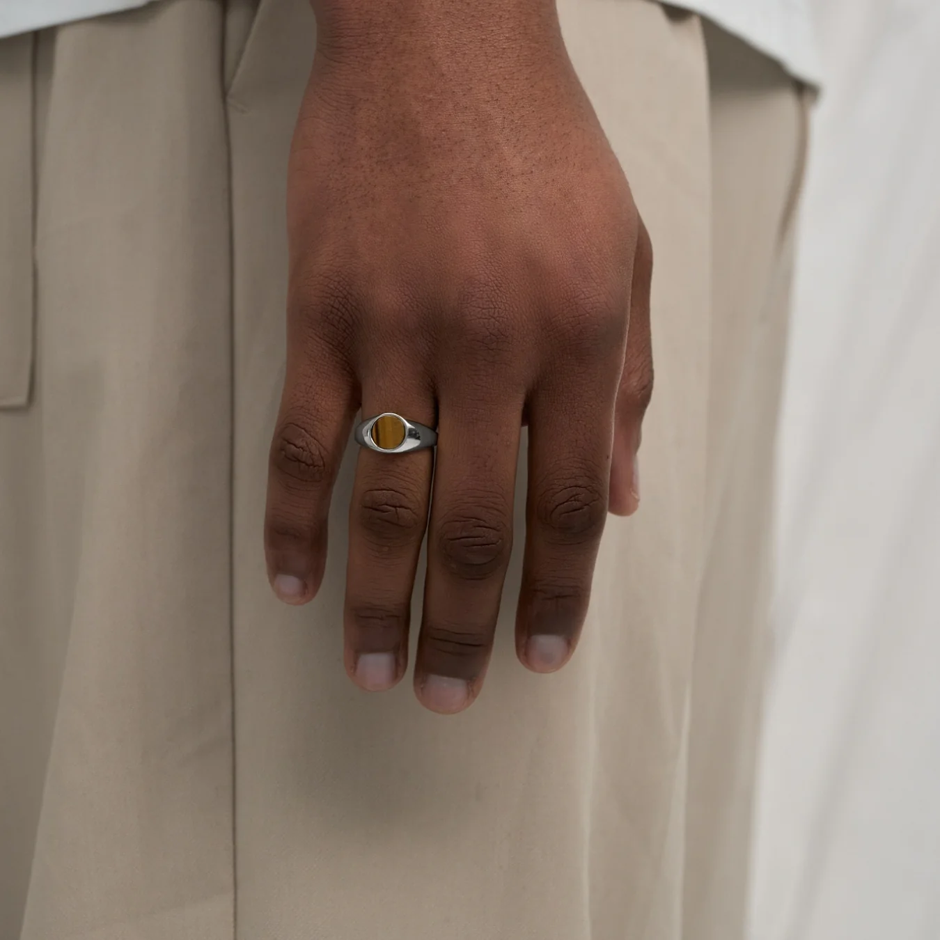 Oval Tiger's Eye Ring (Silver) - Image 2