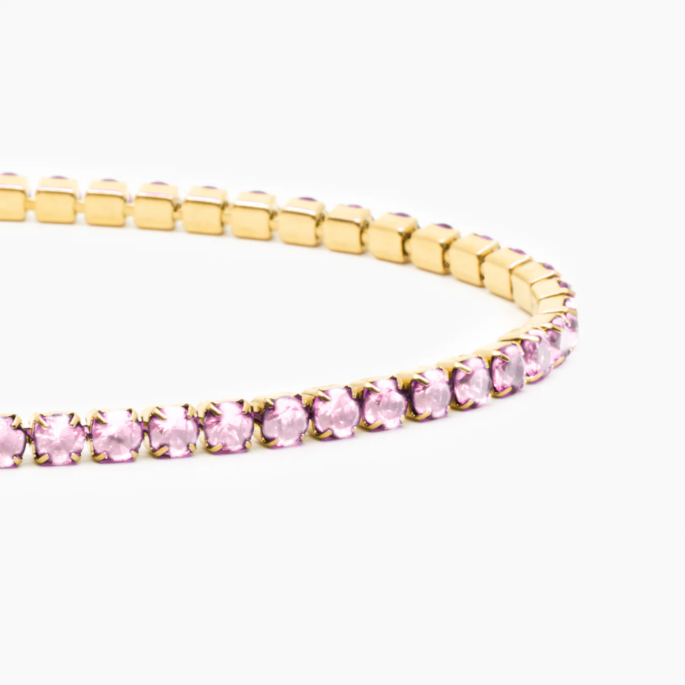 Tennis Pink Bracelet (Gold) - Image 3