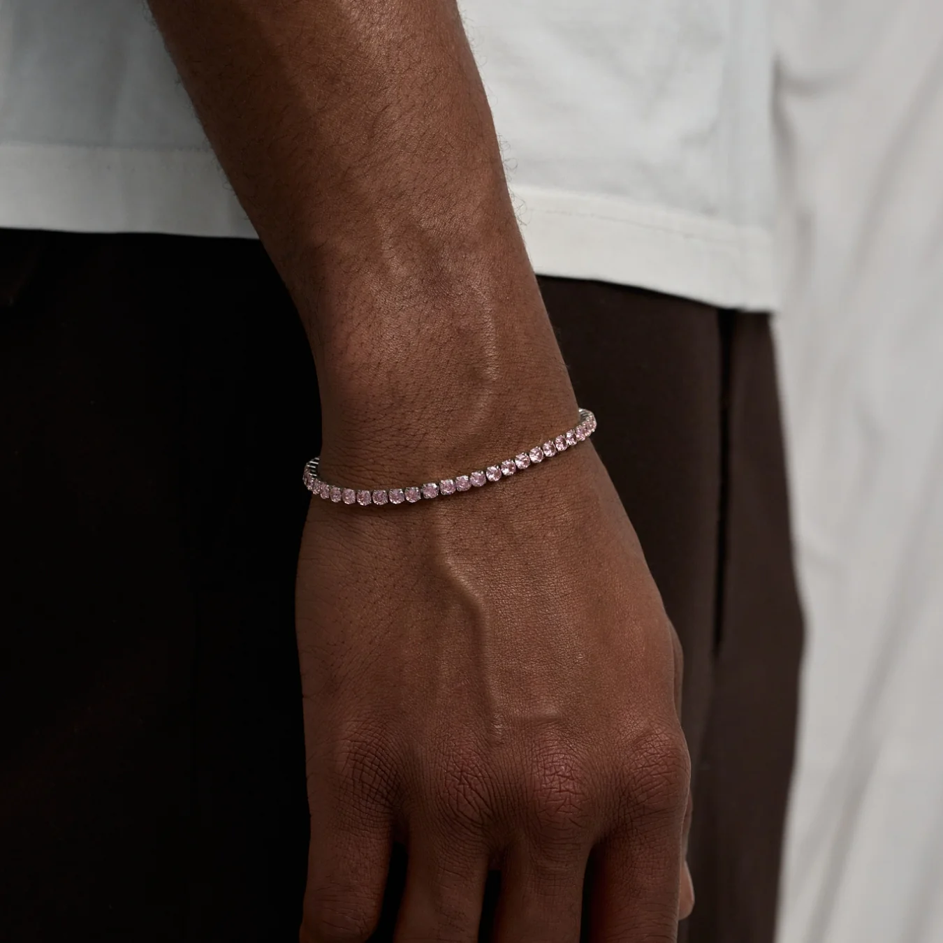 Tennis Pink Bracelet (Silver) - Image 2
