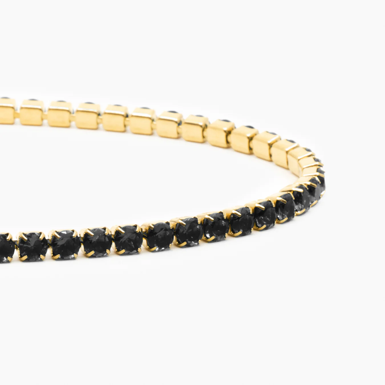Tennis Black Bracelet (Gold) - Image 3