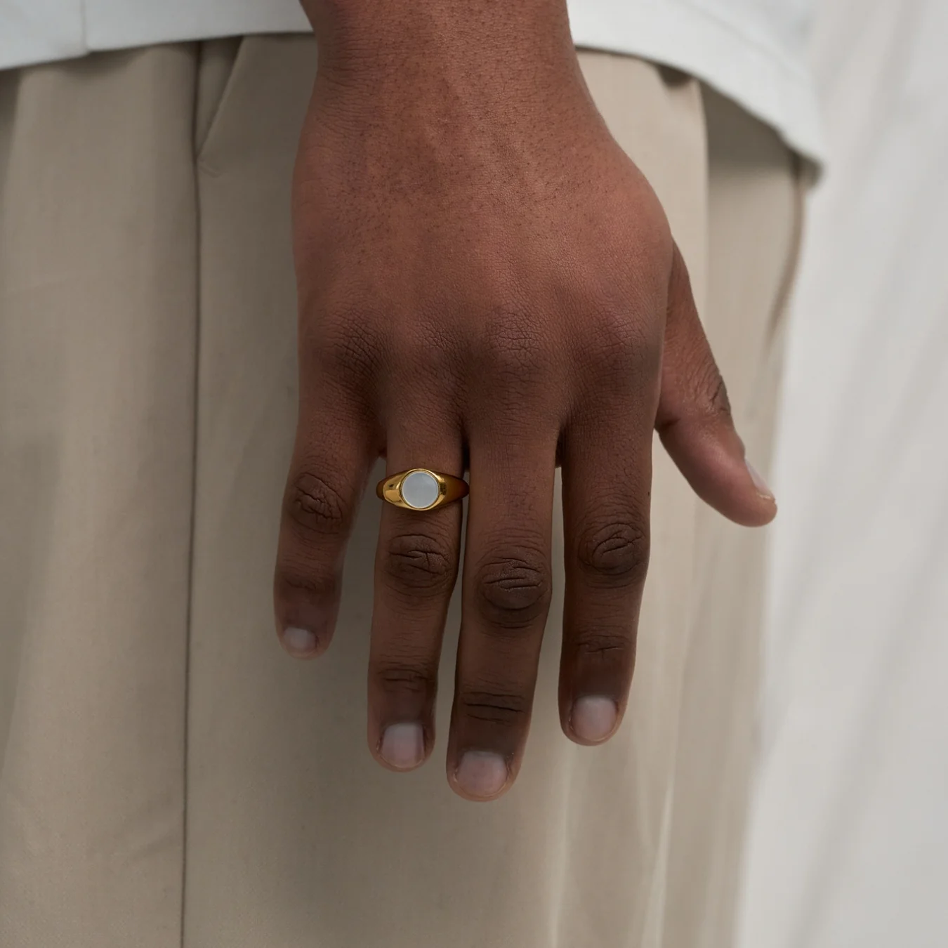 Oval White Ring (Gold) - Image 2
