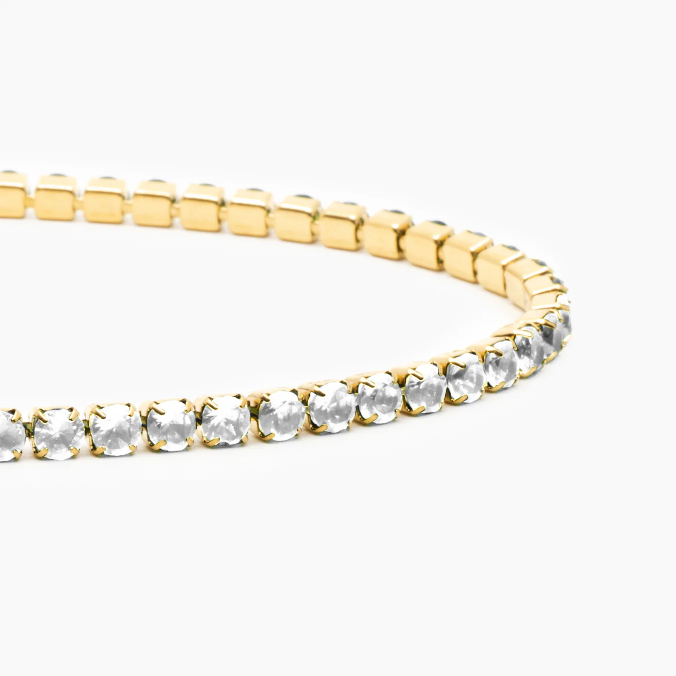 Tennis White Bracelet (Gold) - Image 3